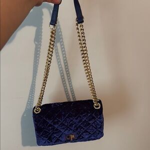 Elegant Blue Quilted Shoulder Bag